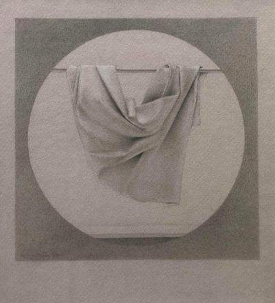Wim Blom-Folded hanging cloth 1993 pencil on paper 18 x 19 cm