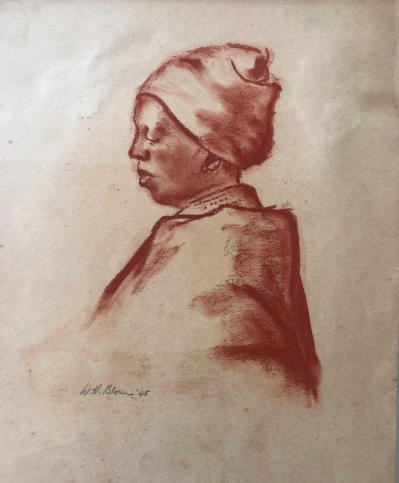 Wim Blom-pAfrican woman 1945 crayon on paper  18 x 21 cm  